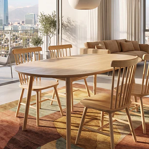 Comedor Mesa Expandible (100 - 180cms) + 4 Sillas Windsor Madera