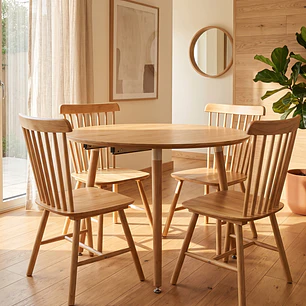 Comedor Mesa Expandible (100 - 180cms) + 4 Sillas Windsor Madera
