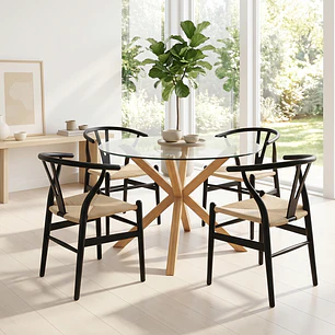 Comedor Mesa Warwick 120cm + 4 Sillas Wishbone