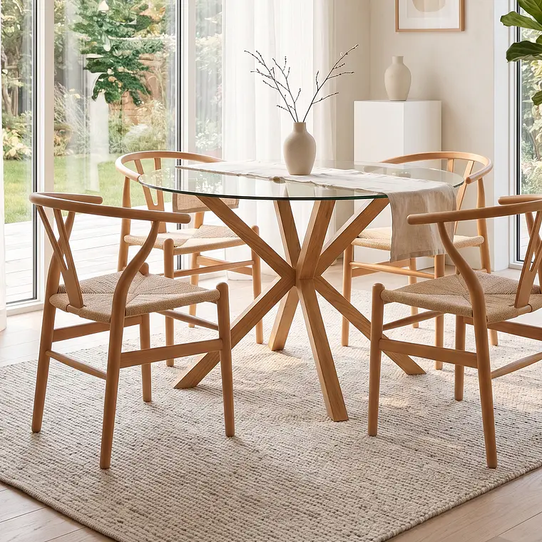 Comedor Mesa Warwick 120cm + 4 Sillas Wishbone 2