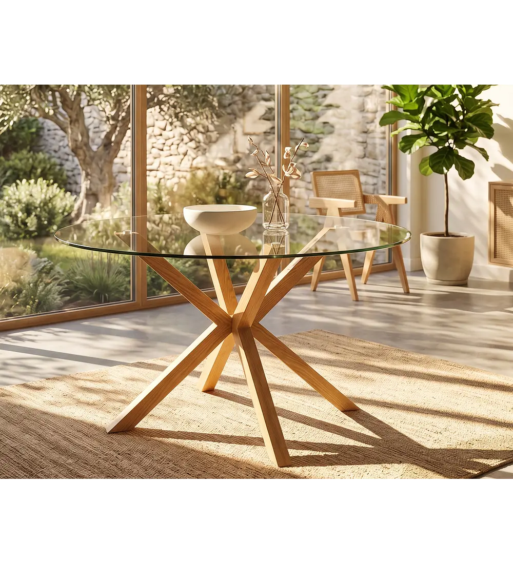 Comedor Mesa Warwick 120cm + 4 Sillas Wishbone