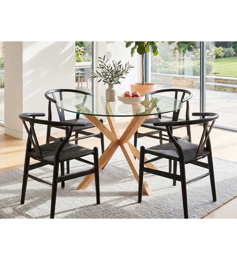 Comedor Mesa Warwick 120cm + 4 Sillas Wishbone