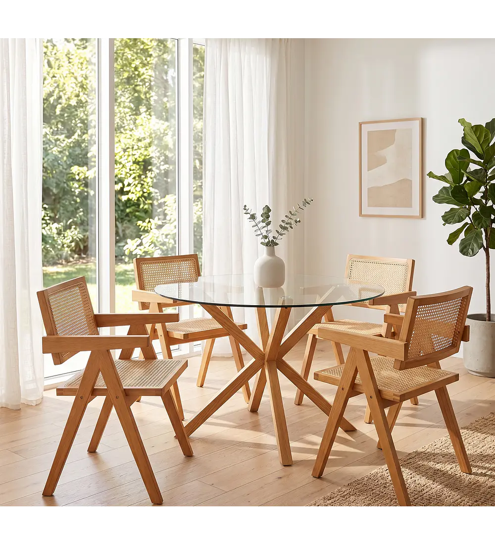 Comedor Mesa Warwick 120cm + 4 Sillas Chandigarh