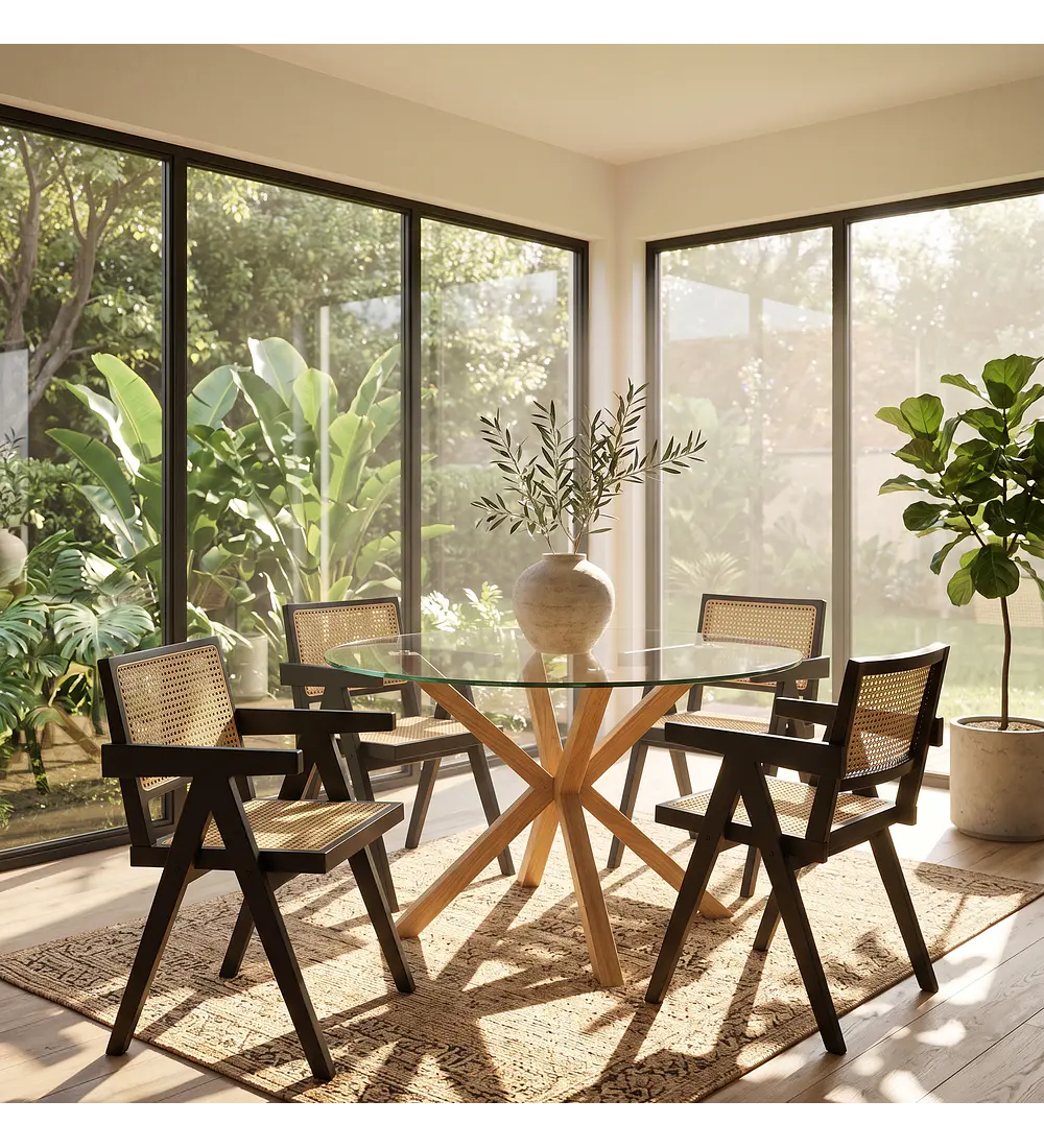 Comedor Mesa Warwick 120cm + 4 Sillas Chandigarh