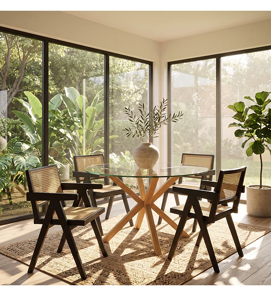 Comedor Mesa Warwick 120cm + 4 Sillas Chandigarh