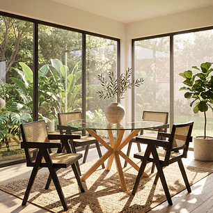 Comedor Mesa Warwick 120cm + 4 Sillas Chandigarh