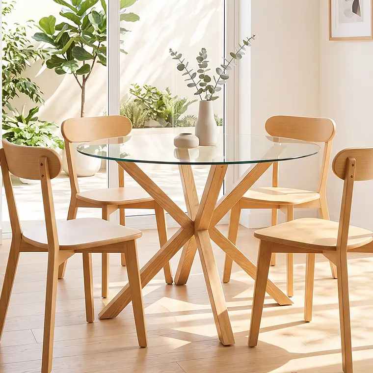 Comedor Warwick 120cm + 4 Sillas Fresno Madera 9