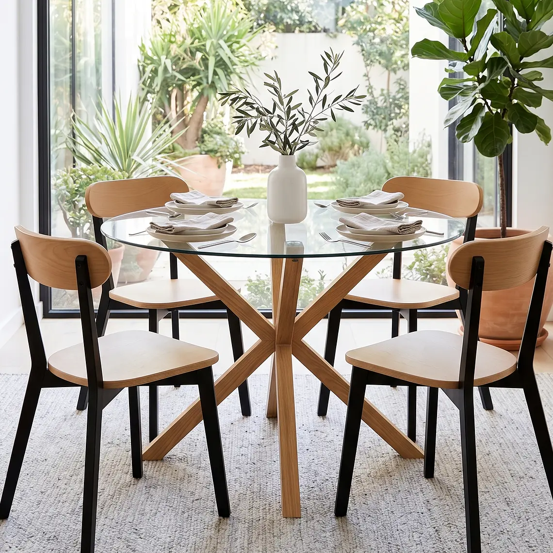 Comedor Warwick 120cm + 4 Sillas Fresno Madera 10