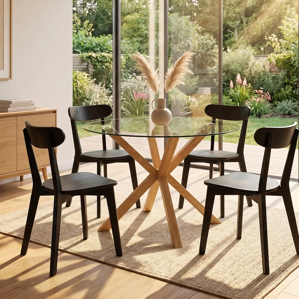 Comedor Warwick 120cm + 4 Sillas Fresno Madera 11