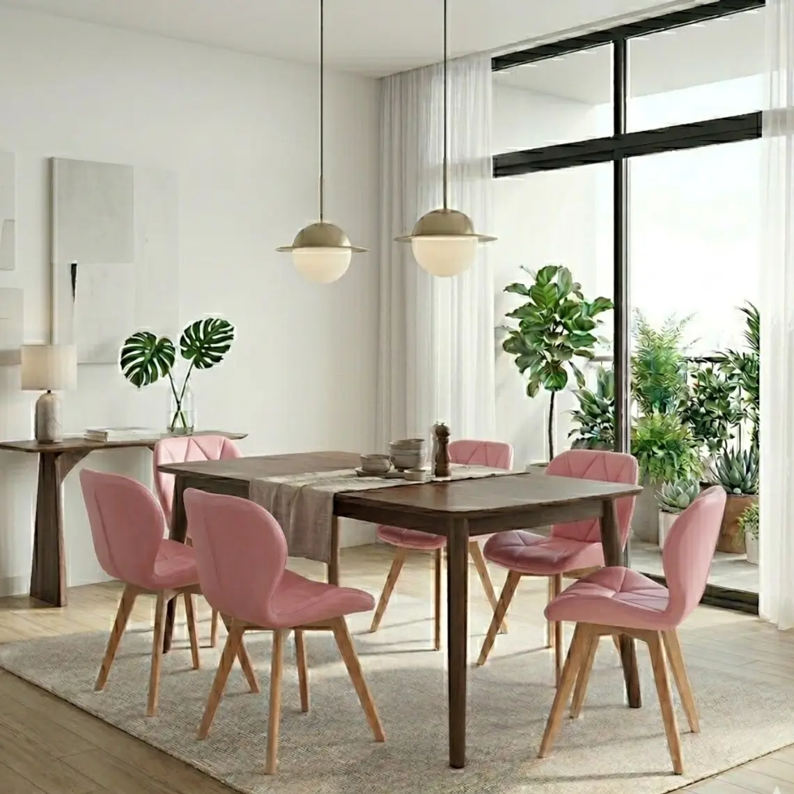 Comedor Mesa Vema 140x80cms + 6 Sillas Mariposa Ecocuero Wood 2