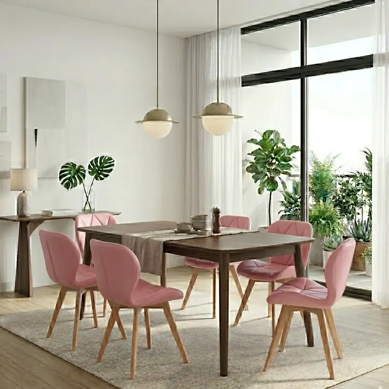Comedor Mesa Vema 140x80cms + 6 Sillas Mariposa Ecocuero Wood 2