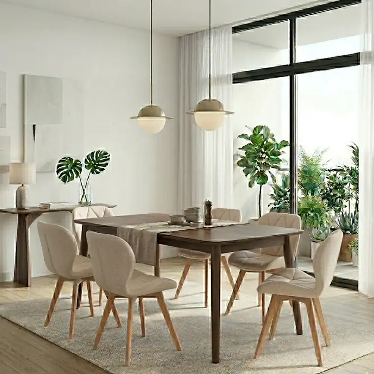 Comedor Mesa Vema 140x80cms + 6 Sillas Mariposa Ecocuero Wood 3