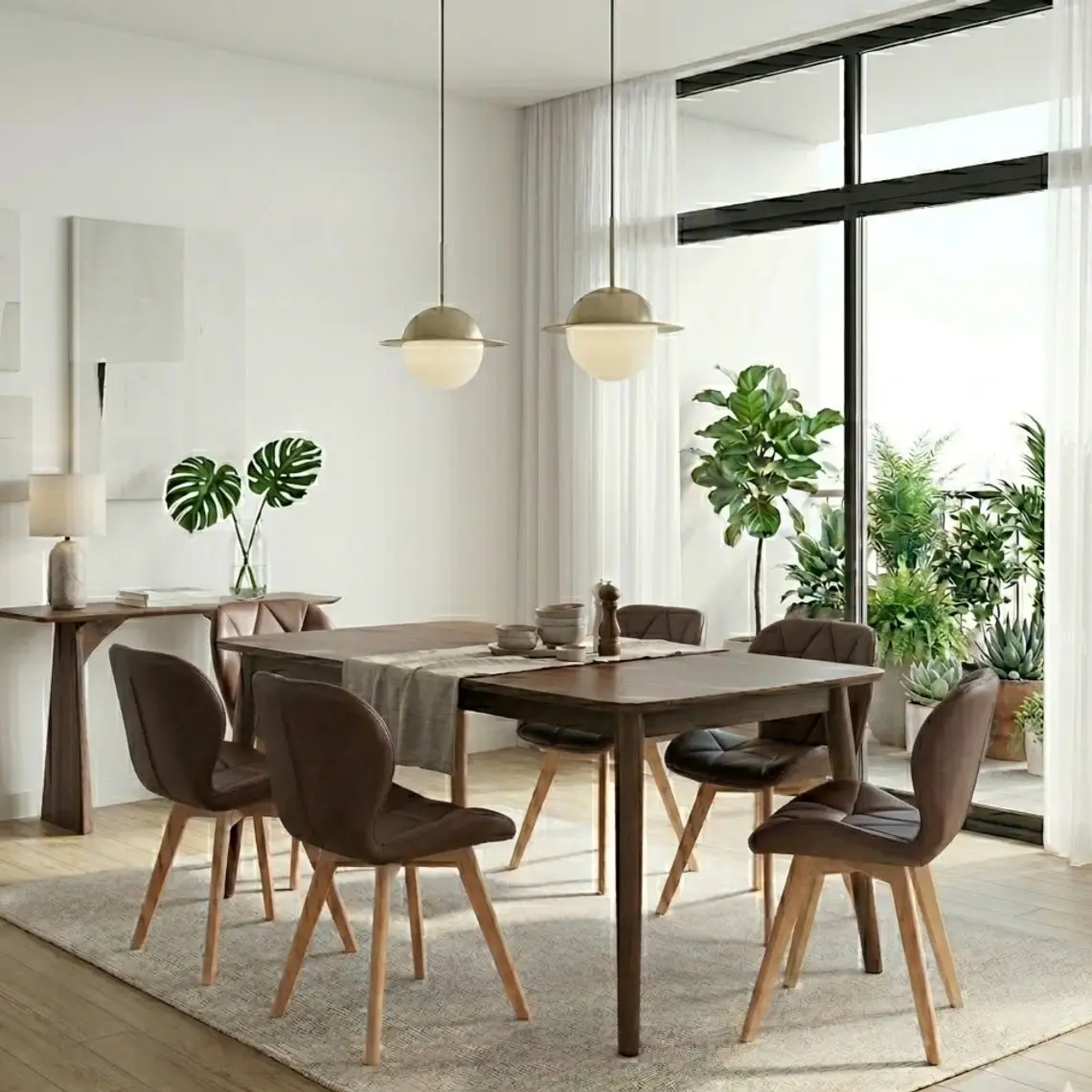 Comedor Mesa Vema 140x80cms + 6 Sillas Mariposa Ecocuero Wood 4