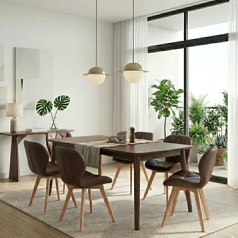 Comedor Mesa Vema 140x80cms + 6 Sillas Mariposa Ecocuero Wood 4