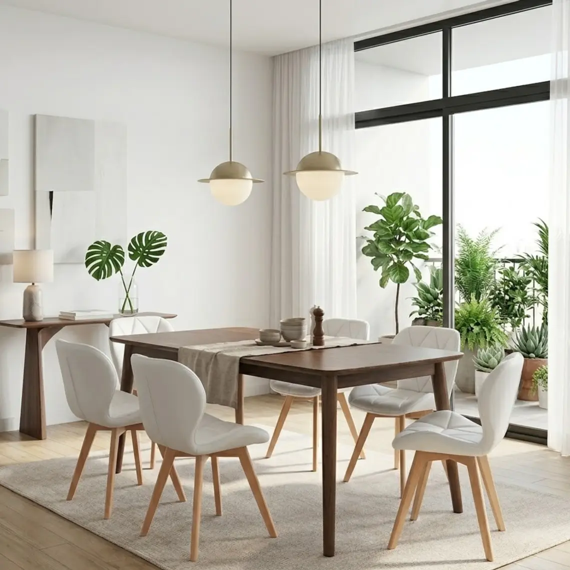 Comedor Mesa Vema 140x80cms + 6 Sillas Mariposa Ecocuero Wood 5
