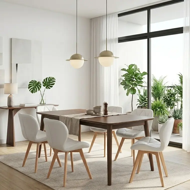 Comedor Mesa Vema 140x80cms + 6 Sillas Mariposa Ecocuero Wood 5