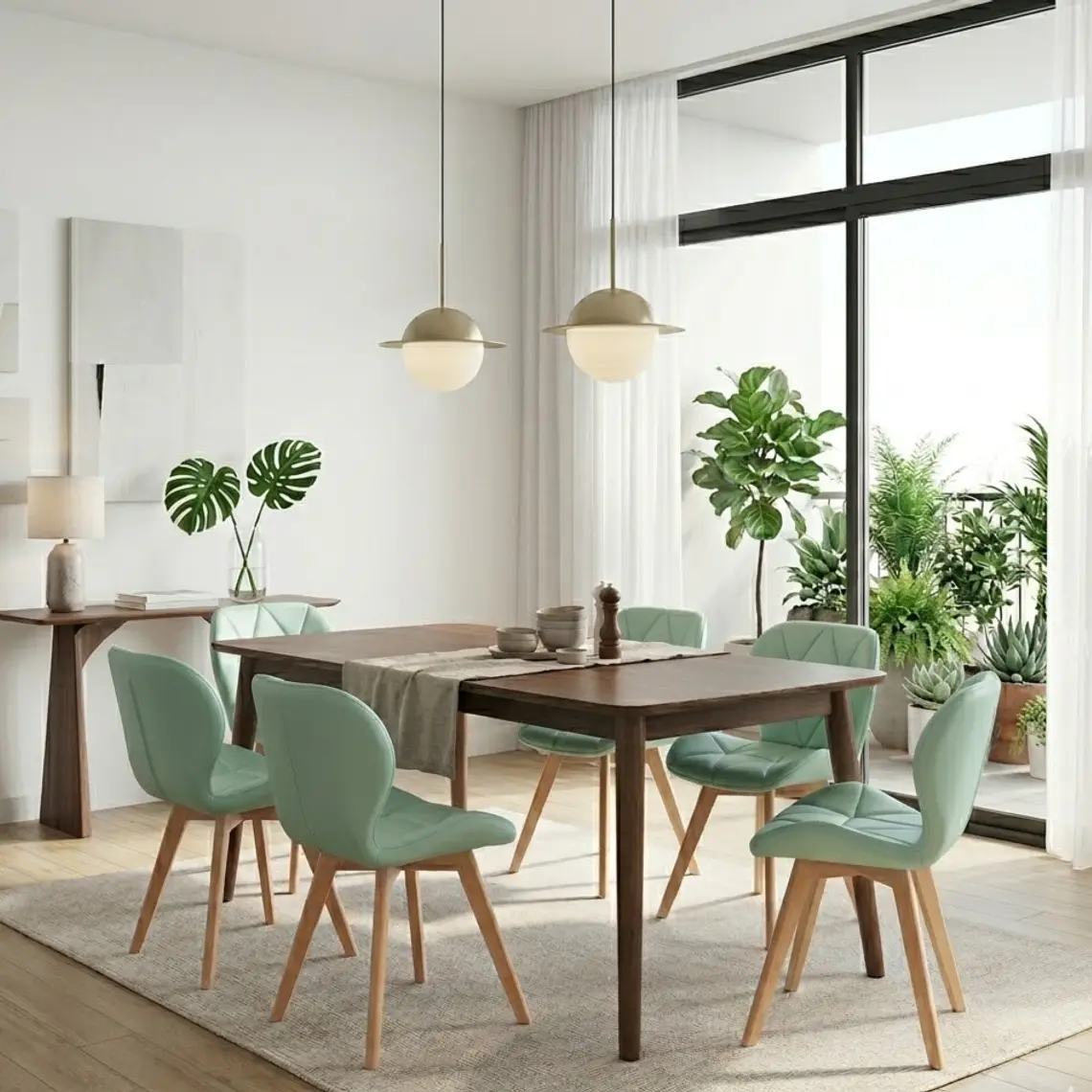 Comedor Mesa Vema 140x80cms + 6 Sillas Mariposa Ecocuero Wood 6