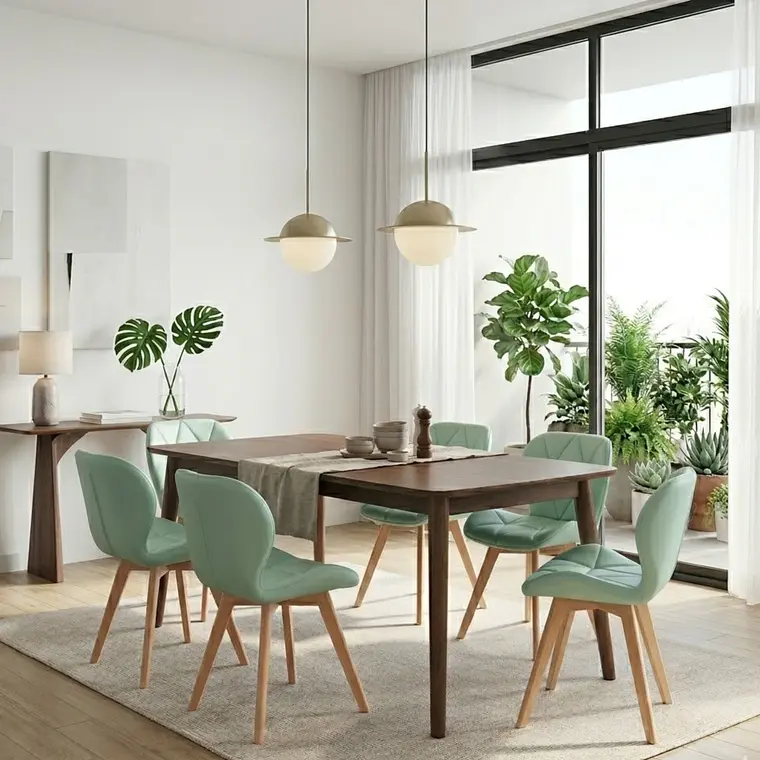 Comedor Mesa Vema 140x80cms + 6 Sillas Mariposa Ecocuero Wood 6