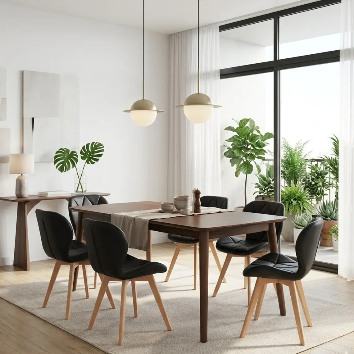Comedor Mesa Vema 140x80cms + 6 Sillas Mariposa Ecocuero Wood 7