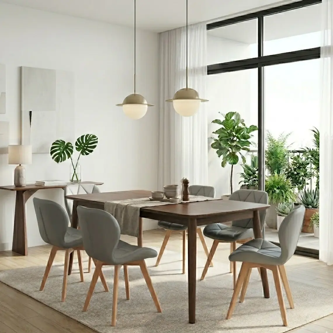 Comedor Mesa Vema 140x80cms + 6 Sillas Mariposa Ecocuero Wood 8