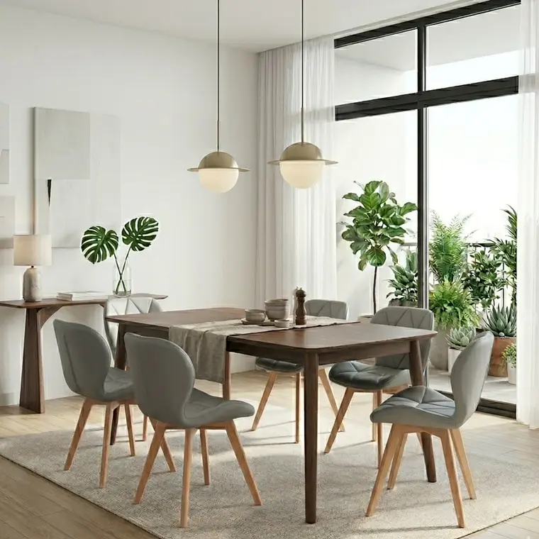 Comedor Mesa Vema 140x80cms + 6 Sillas Mariposa Ecocuero Wood 8