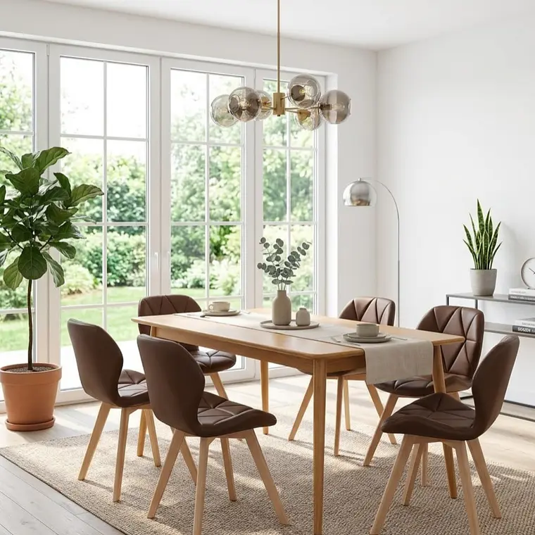 Comedor Mesa Vema 140x80cms + 6 Sillas Mariposa Ecocuero Wood 11