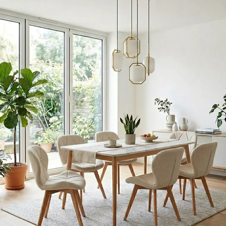 Comedor Mesa Vema 140x80cms + 6 Sillas Mariposa Ecocuero Wood 12
