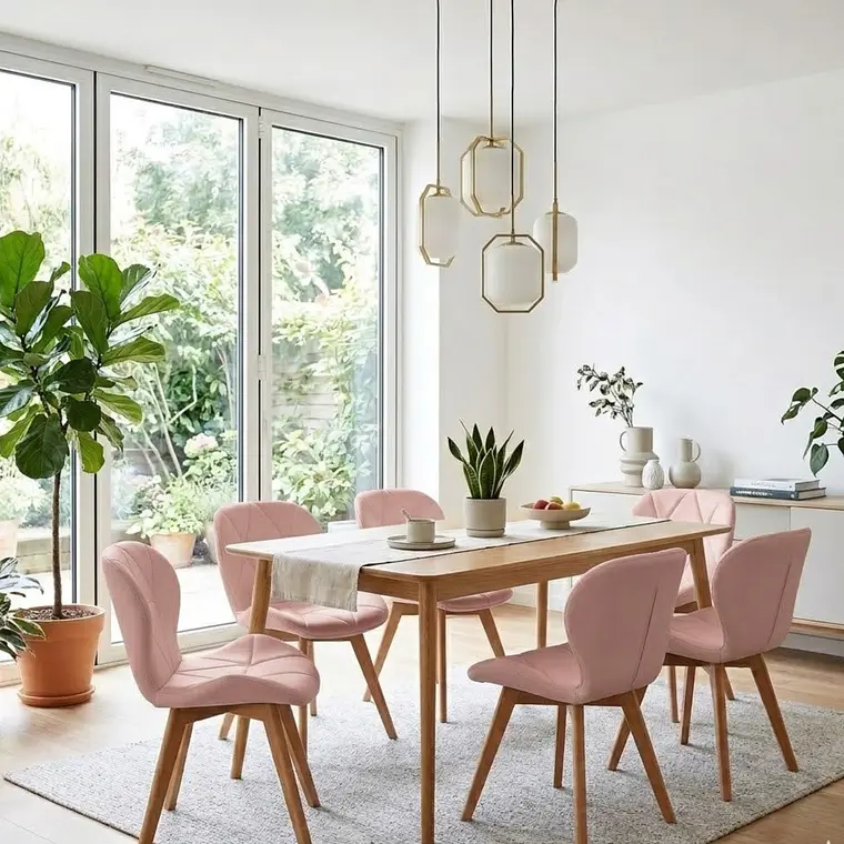 Comedor Mesa Vema 140x80cms + 6 Sillas Mariposa Ecocuero Wood 16