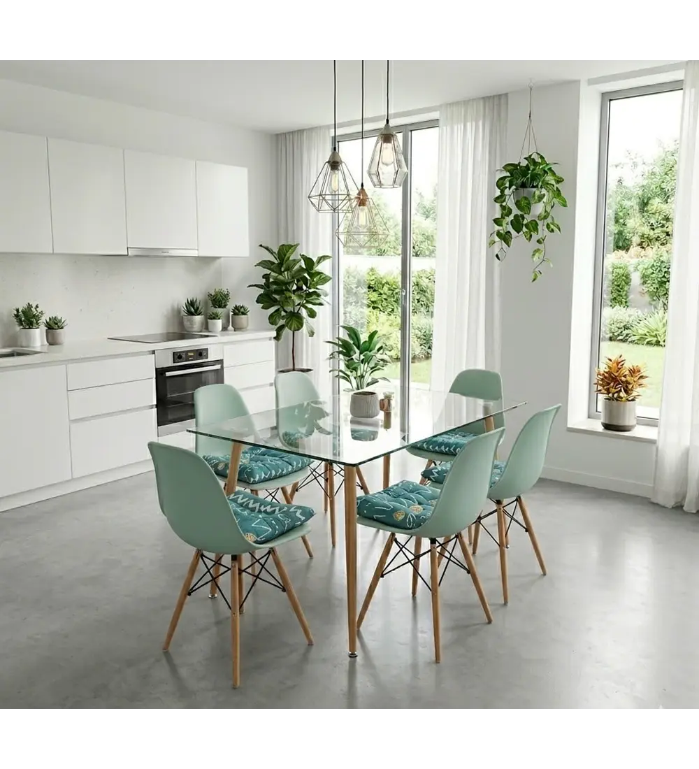 Comedor Rubi  130x80cm + 6 Sillas Eames