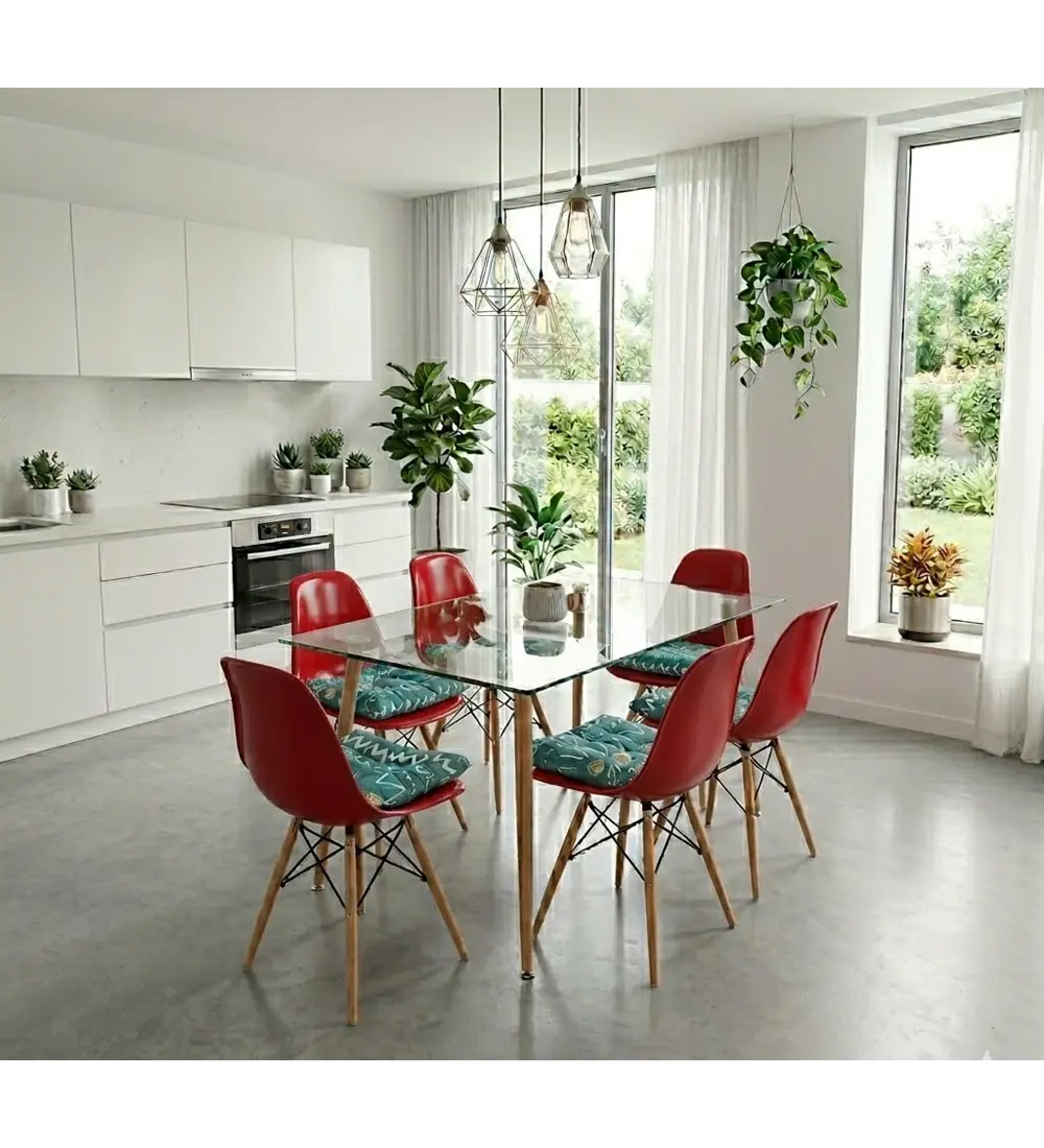 Comedor Rubi  130x80cm + 6 Sillas Eames