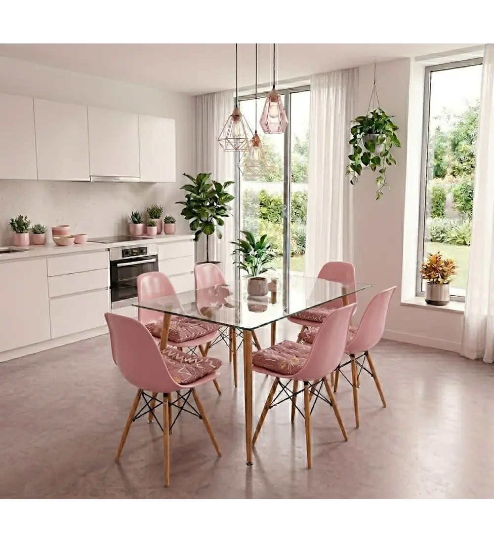 Comedor Rubi  130x80cm + 6 Sillas Eames