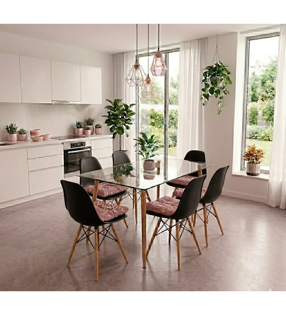 Comedor Rubi  130x80cm + 6 Sillas Eames