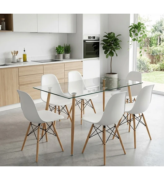 Comedor Rubi 120x80cms  + 6 Sillas Eames
