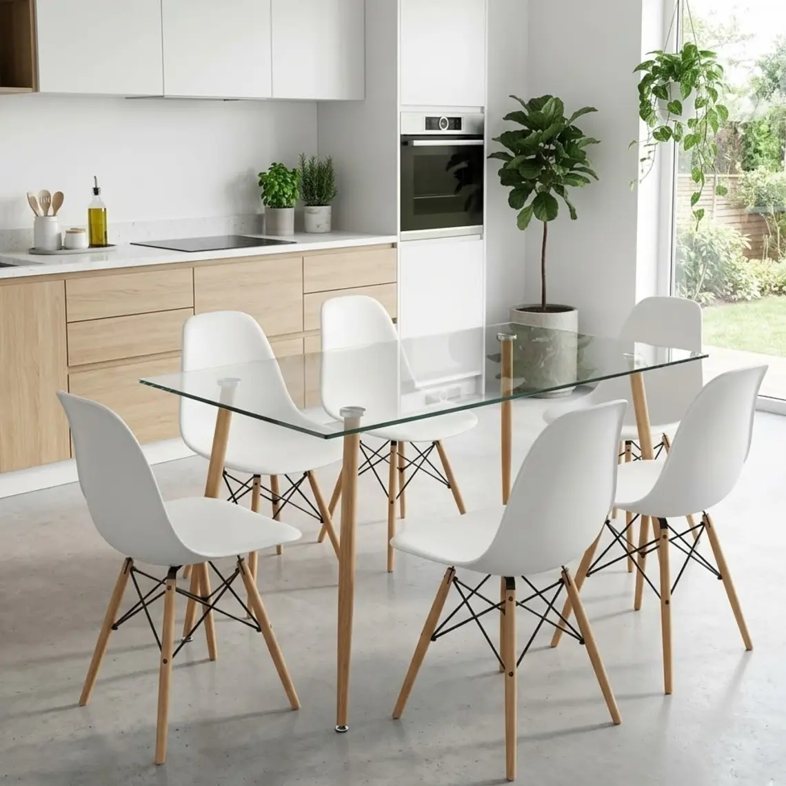 Comedor Rubi 120x80cms  + 6 Sillas Eames 1