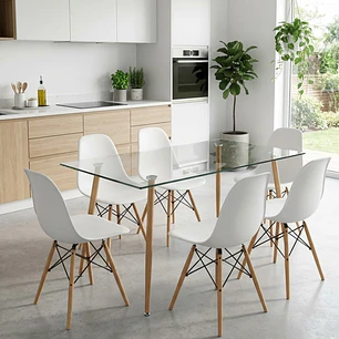 Comedor Rubi 120x80cms  + 6 Sillas Eames