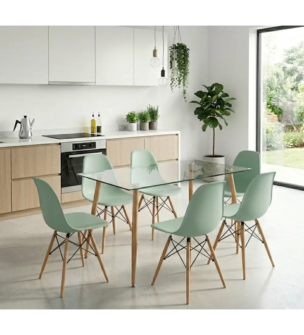 Comedor Rubi 120x80cms  + 6 Sillas Eames