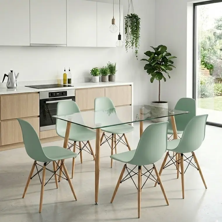 Comedor Rubi 120x80cms  + 6 Sillas Eames 3