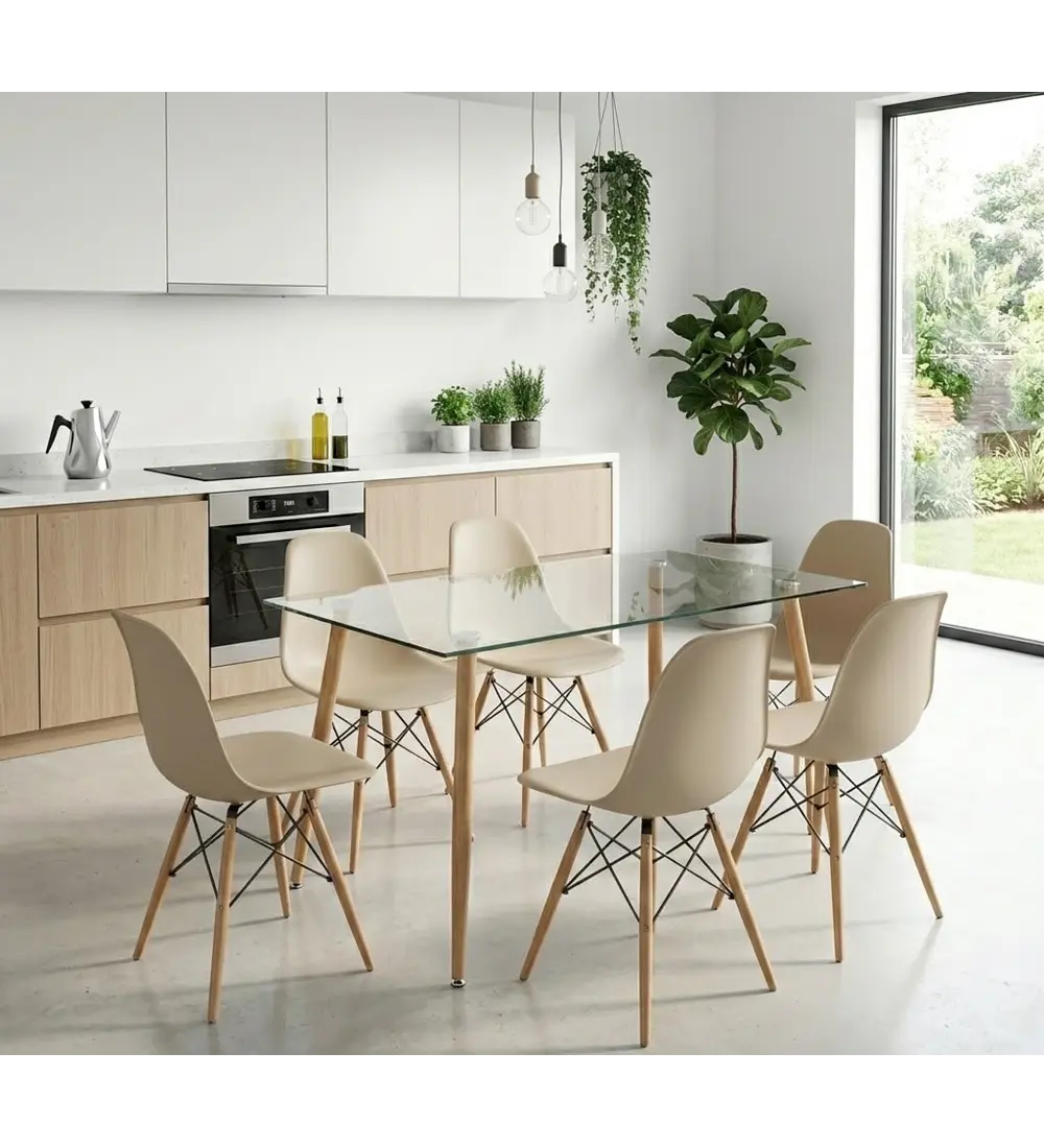 Comedor Rubi 120x80cms  + 6 Sillas Eames