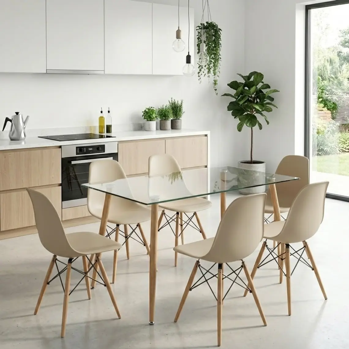 Comedor Rubi 120x80cms  + 6 Sillas Eames 5