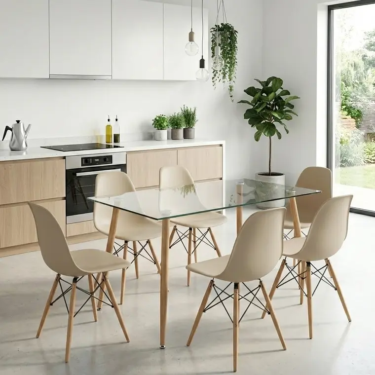 Comedor Rubi 120x80cms  + 6 Sillas Eames 5