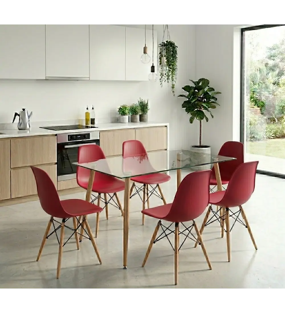 Comedor Rubi 120x80cms  + 6 Sillas Eames