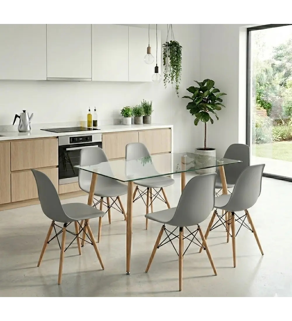 Comedor Rubi 120x80cms  + 6 Sillas Eames