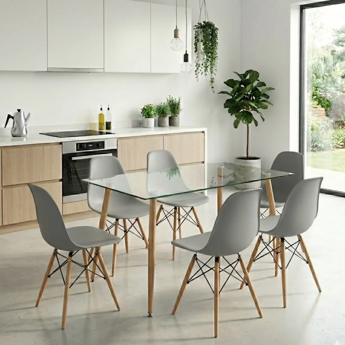 Comedor Rubi 120x80cms  + 6 Sillas Eames 9