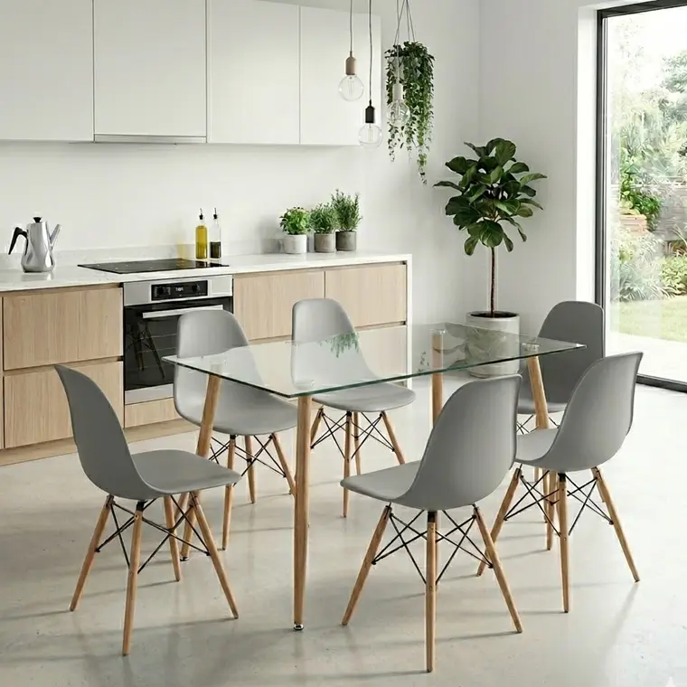 Comedor Rubi 120x80cms  + 6 Sillas Eames 9