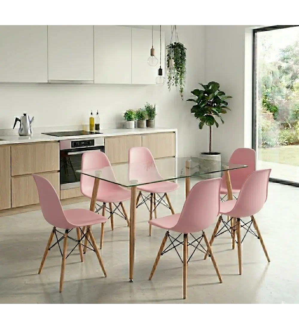 Comedor Rubi 120x80cms  + 6 Sillas Eames