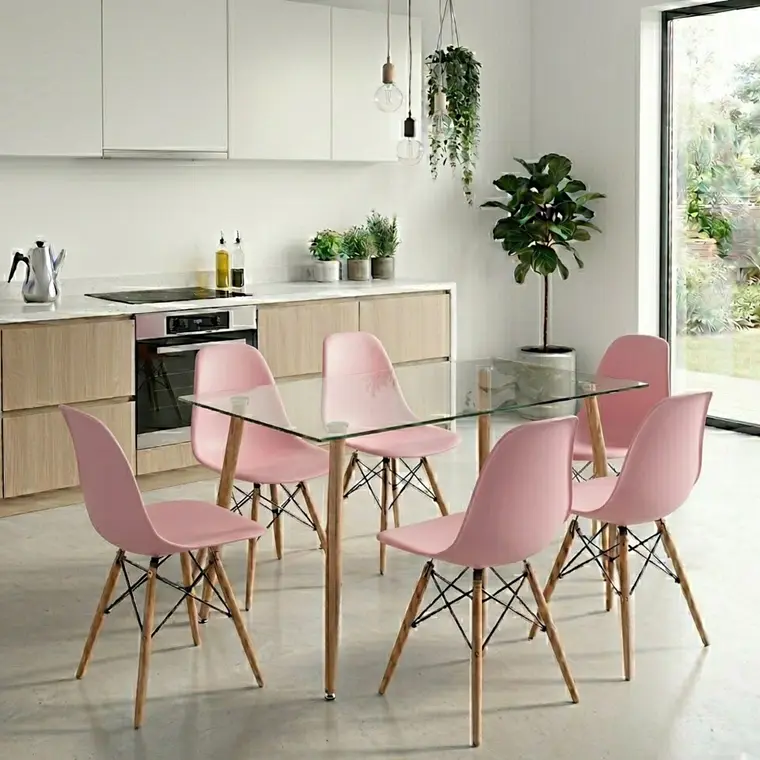 Comedor Rubi 120x80cms  + 6 Sillas Eames 11