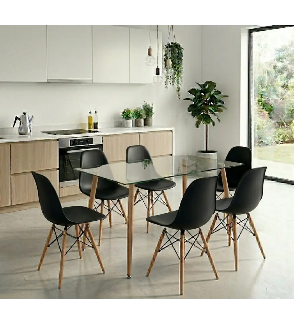 Comedor Rubi 120x80cms  + 6 Sillas Eames