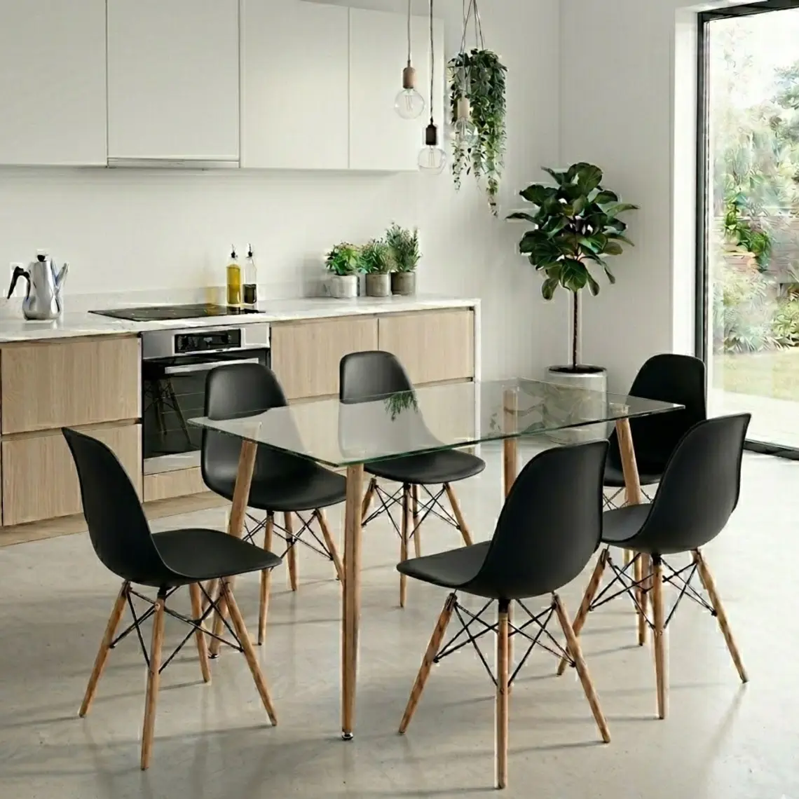 Comedor Rubi 120x80cms  + 6 Sillas Eames 13
