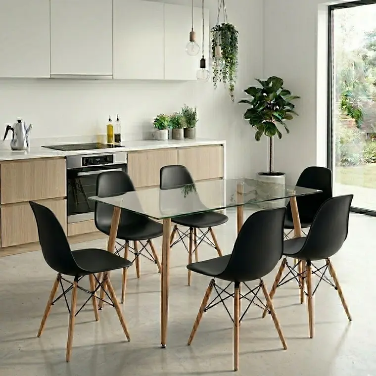 Comedor Rubi 120x80cms  + 6 Sillas Eames 13