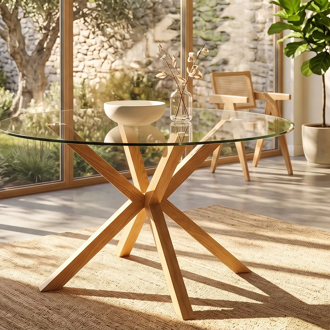 Comedor Warwick 120cm + 4 Silla Burgos de Cuero 2